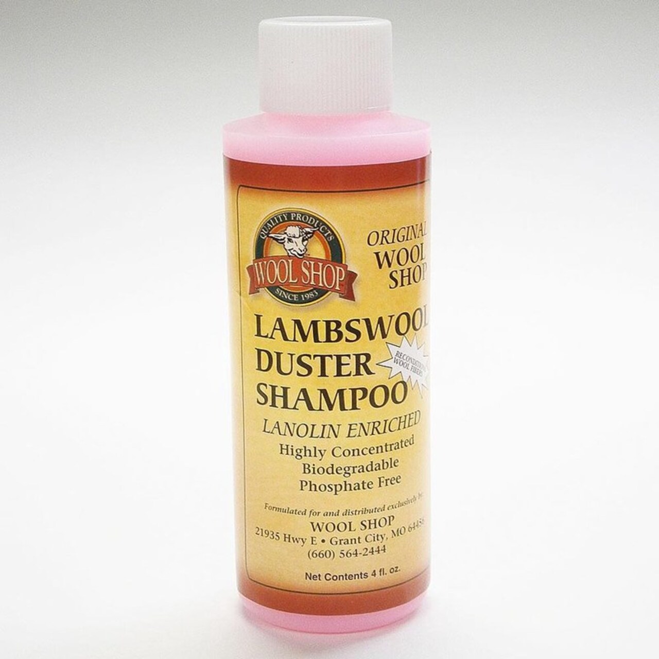Wool Shop Lambswool Duster Shampoo, for Reconditioning Duster Fibers, Highly Concentrated, Lanolin Enriched, 4 fl oz